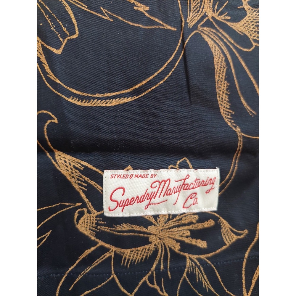 NEW! Superdry Men's Vintage Hawaiian Shirt Black & Tan Modal/Cotton Size XL - Picture 4 of 9